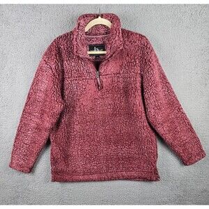 Boxercraft Sherpa Jacket Womens Large Bugundy Red Pullover Soft Cozy Quarter Zip